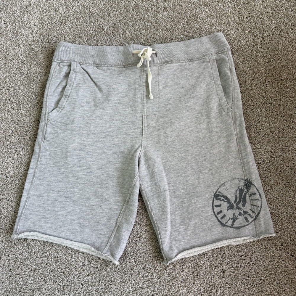 Y2K American Eagle Outfitters Sweat Shorts Mens Small Gray Drawstring Loungewear